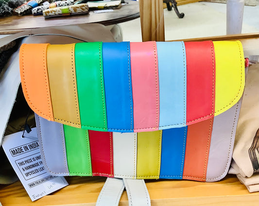 Flora Rainbow Stripe Leather Crossbody