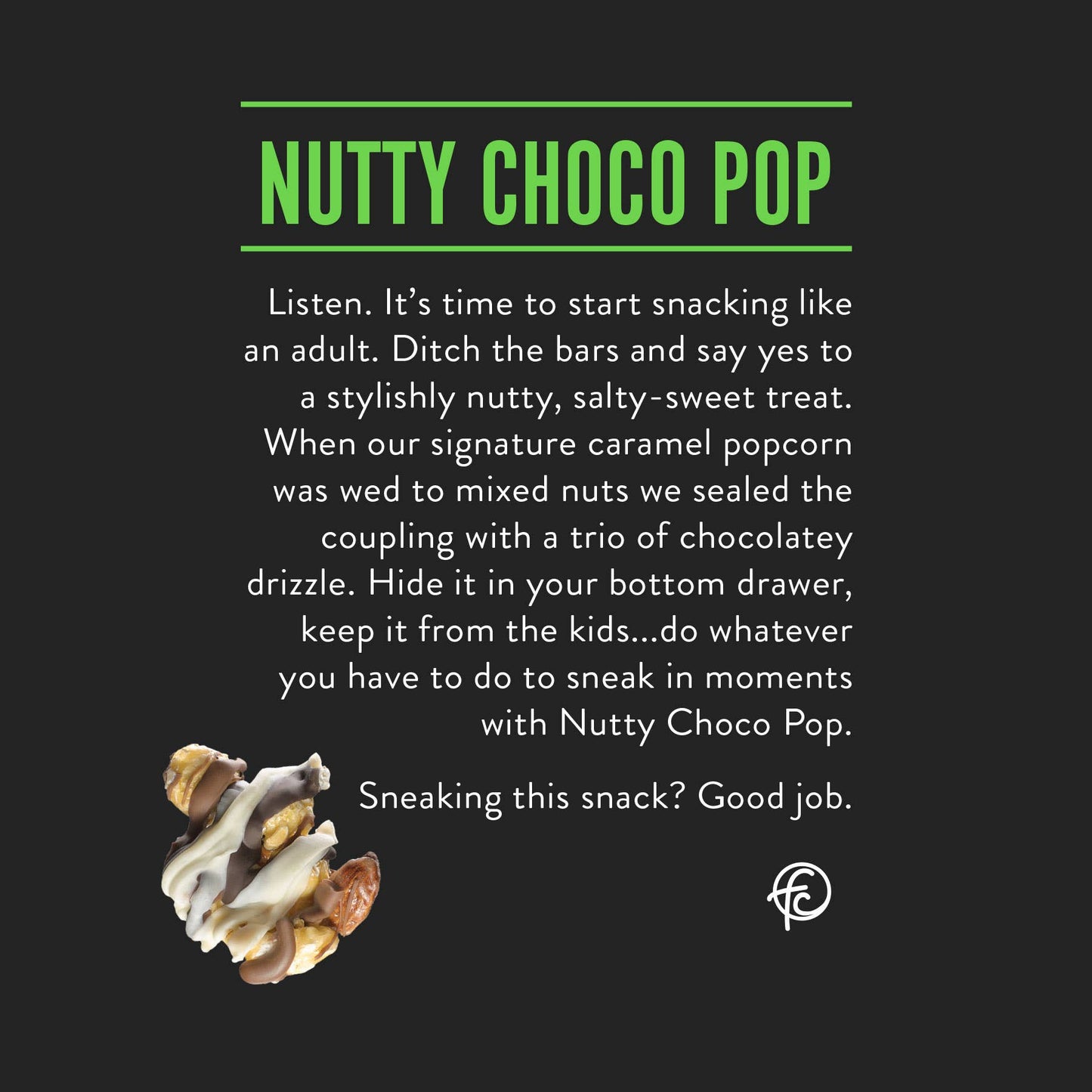 Nutty Choco Pop | Chocolate Popcorn |  5-ounce Bags