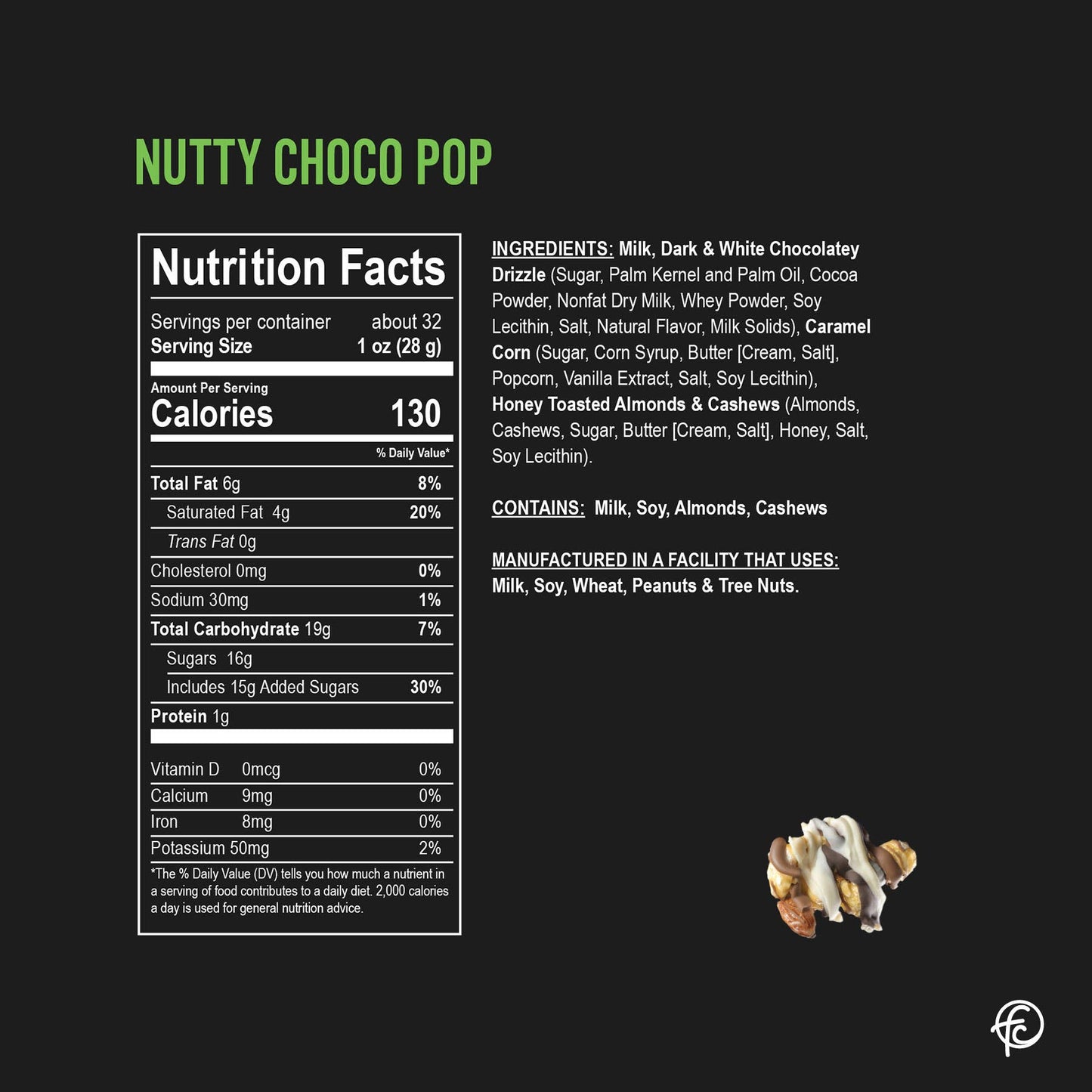 Nutty Choco Pop | Chocolate Popcorn |  5-ounce Bags